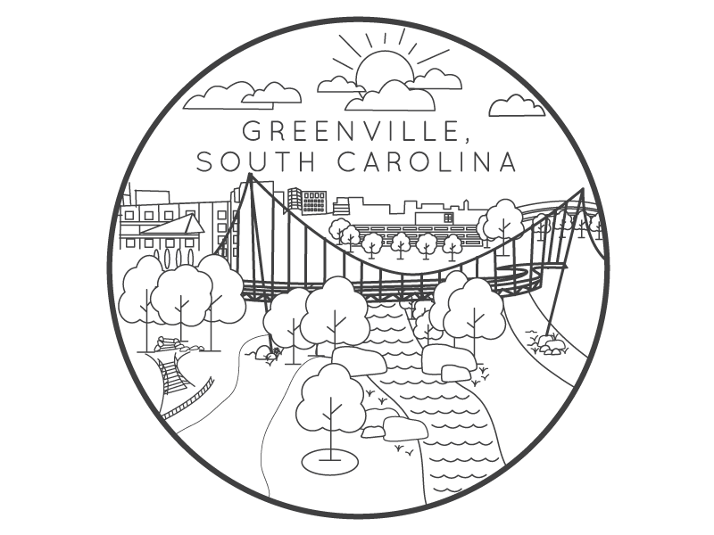 800x600 Vector Illustration Downtown Greenville, Sc