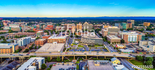 500x228 Aerial Of Downtown Greenville Sc South Carolina Skyline Stock