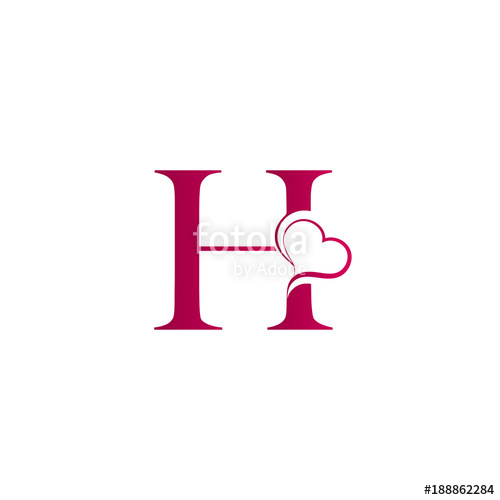 500x500 H Letter Logo With Heart Icon, Valentines Day Concept Stock Image