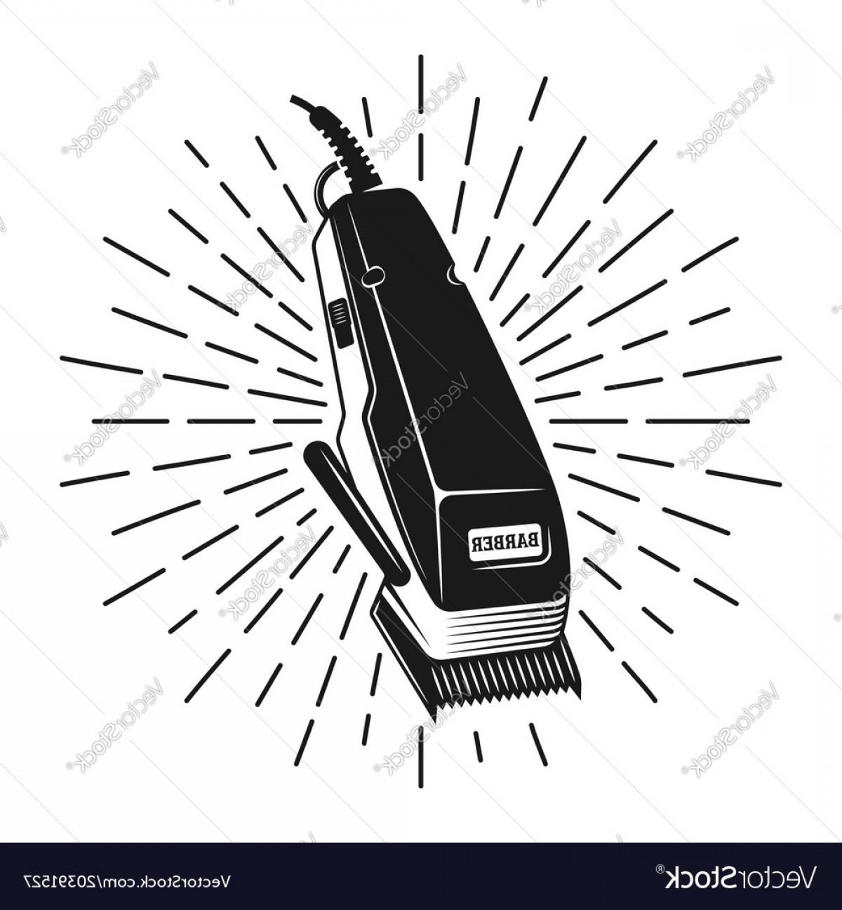 1200x1296 Hair Clipper With Rays In Vintage Style Vector Wallkeeper
