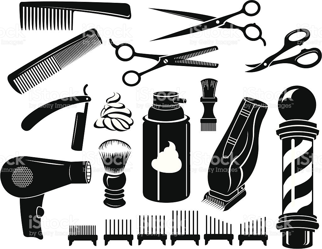 1024x792 Barber Shop Tools Clipart