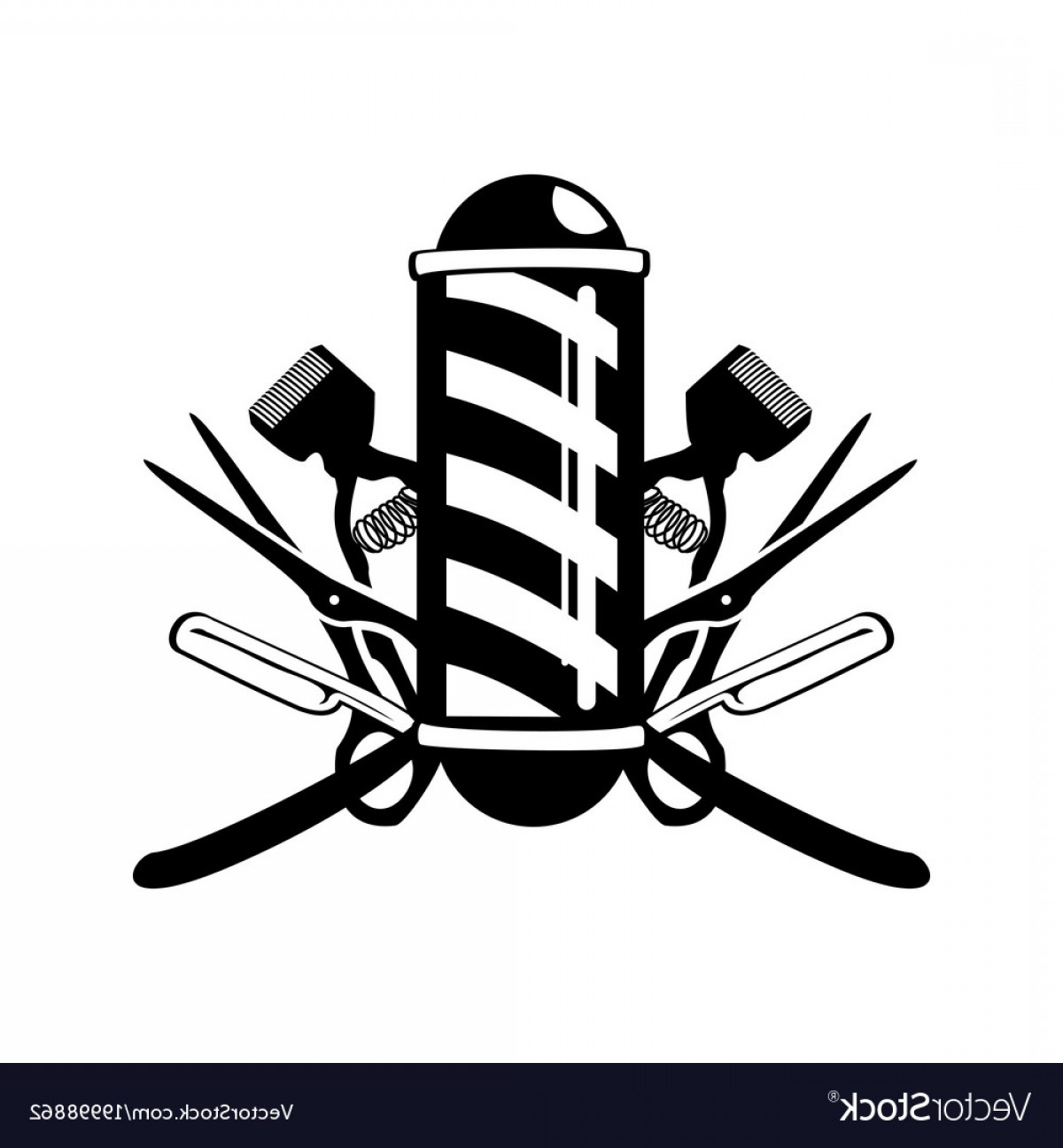 1200x1296 Barbers Pole With Scissor Razor And Old Clippers Vector Hoodamathrun