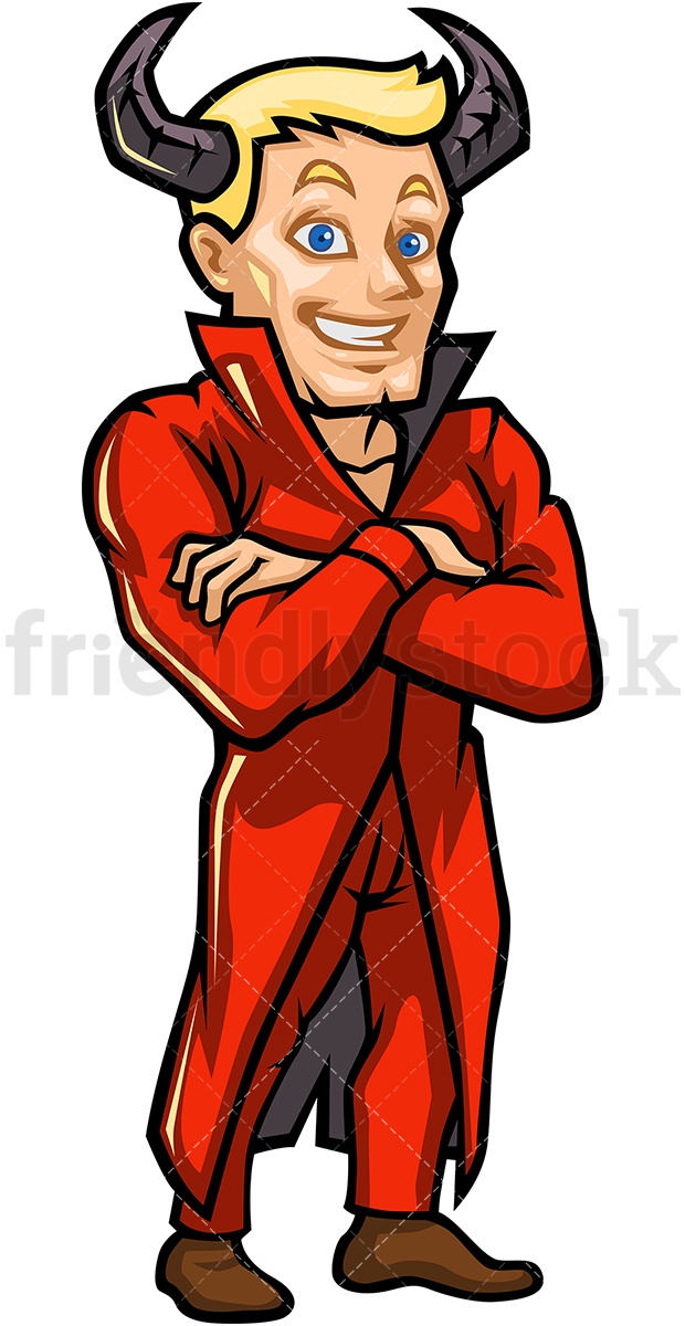 620x1200 Man In Devil Halloween Costume Cartoon Clipart Vector