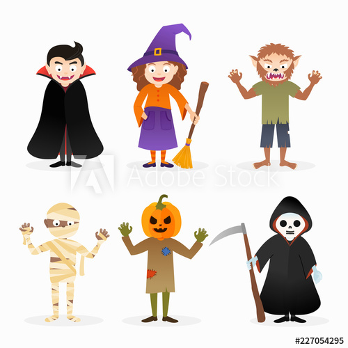 500x500 Set Of Cartoon Isolated Vector Halloween Costume Characters
