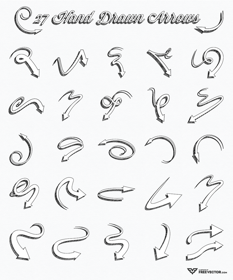 Free Hand Drawn Arrow Vectors 800x963 Free Hand Drawn Arrow Vectors