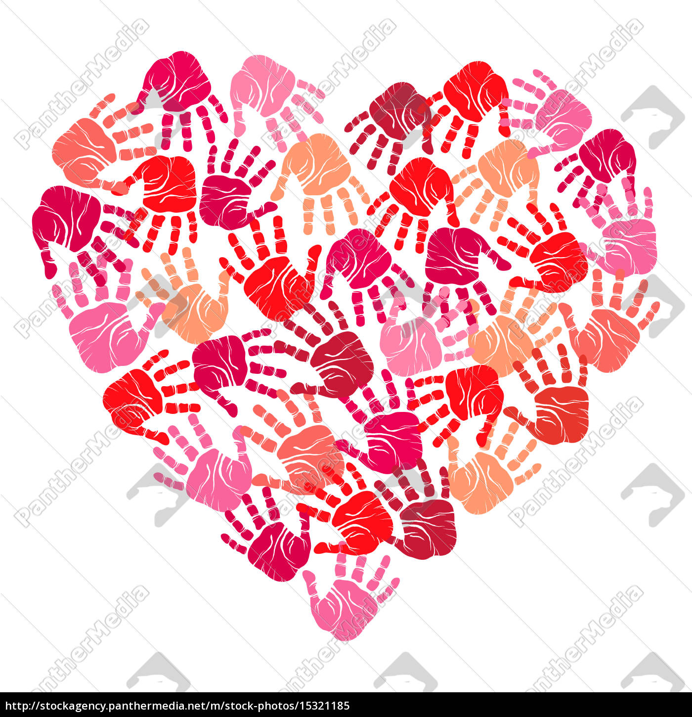 1400x1450 Hand Print Heart, Vector Illustration