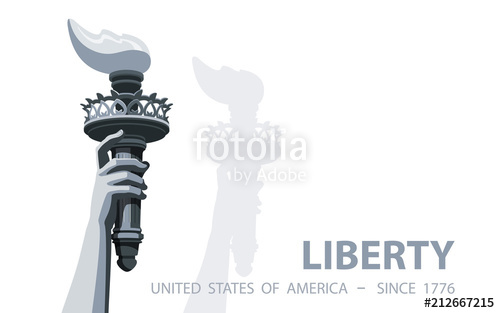 500x313 Hand With Torch Independence Day Black And White Linear Picture