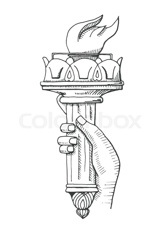 544x800 Sketch Of Hand With A Torch Vector Stock Vector Colourbox