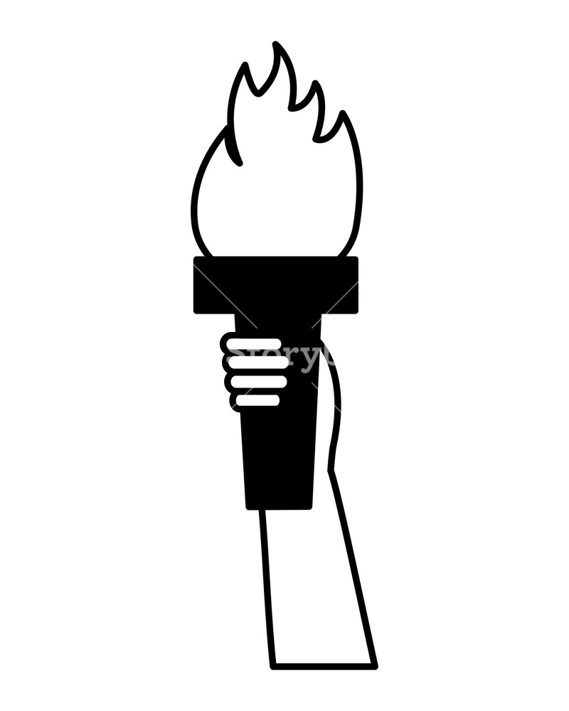 800x1000 Hand With Torch On White Background Vector Illustration Royalty