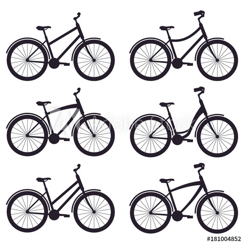 500x500 Simple Bicycles Silhouettes With Different Frames And Handlebars
