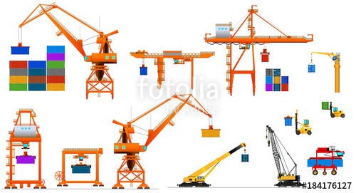 Harbor Cargo Cranes Set, Isolated Stock Image And Royalty Free 500x271 Harbor Cargo Cranes Set, Isolated Stock Image And Royalty Free