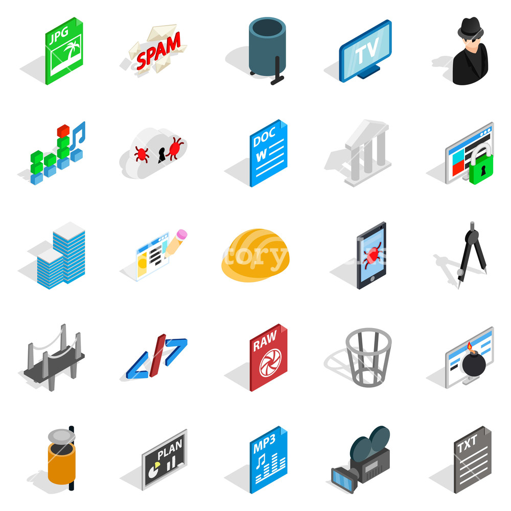 1000x1000 Tv Hardware Icons Set Isometric Set Of Tv Hardware Vector
