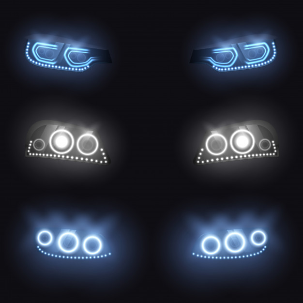 626x626 Modern Car Front Or Back Headlights With Xenon Vector Free Download