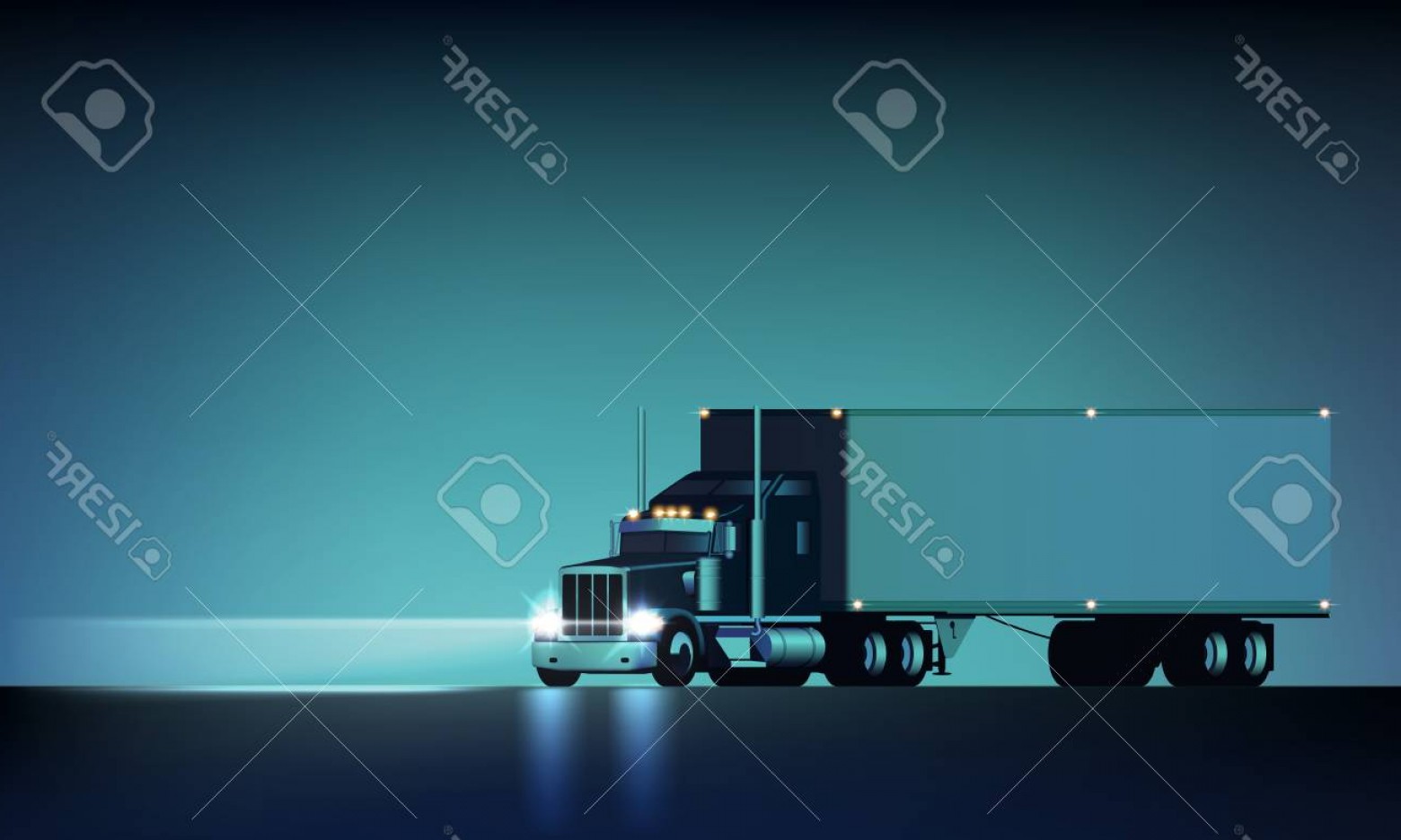 1560x936 Photostock Vector Night Large Classic Big Rig Semi Truck