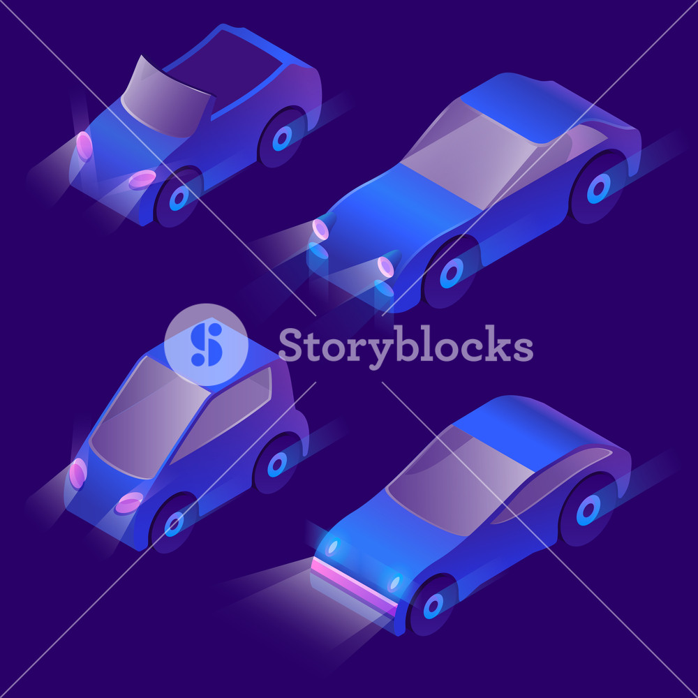 1000x1000 Vector Set Of Isometric Urban Transportation