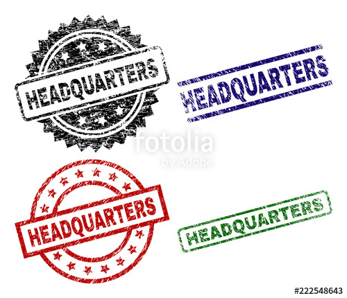 500x430 Headquarters Seal Prints With Distress Style Black, Green,red