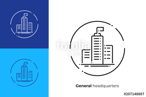 500x334 Headquarters Business Center Line Art Vector Icon Stock Image