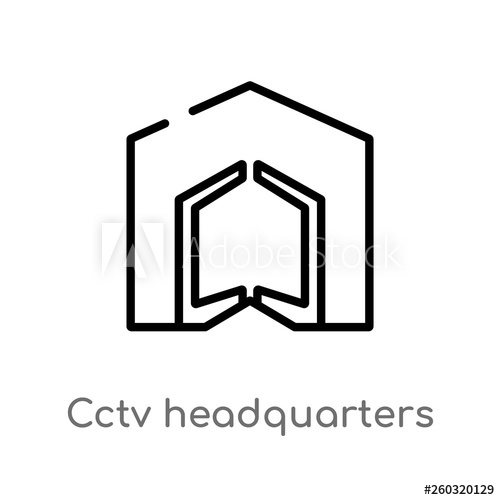 500x500 Outline Cctv Headquarters Vector Icon Isolated Black Simple Line
