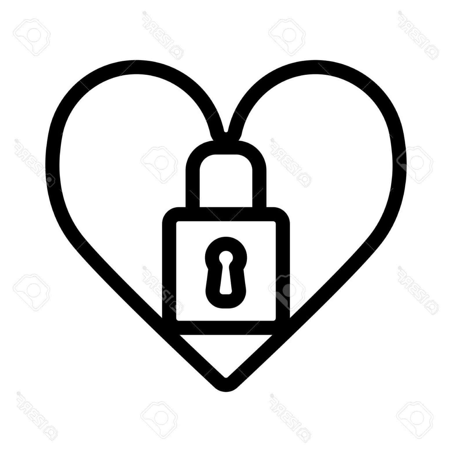 1560x1560 Photostock Vector Heart Lock Vector Icon Black And White Love
