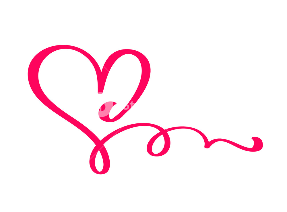 1000x737 Gray Vector Valentines Day Hand Drawn Calligraphic Heart Holiday