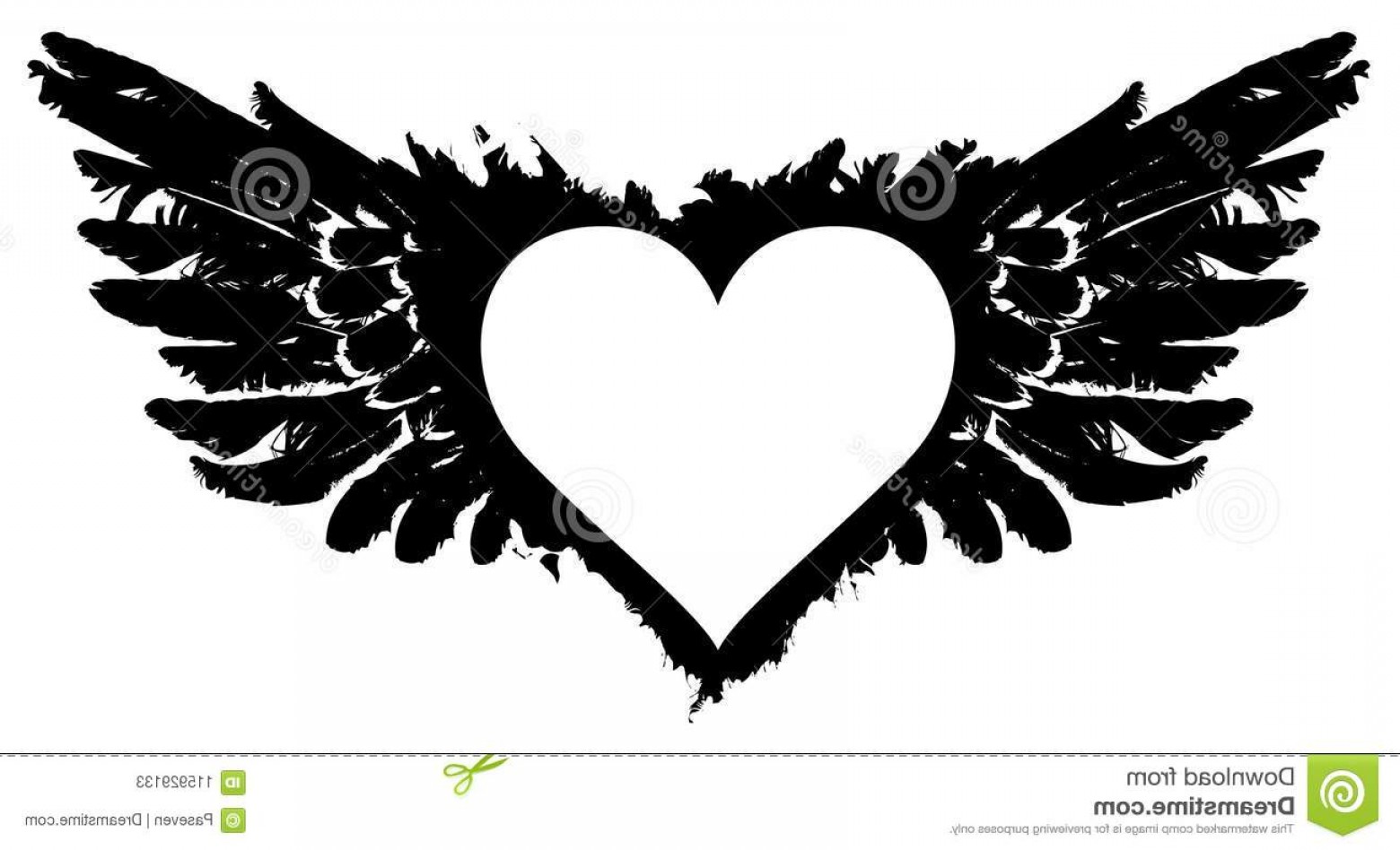 1560x948 Vector Graphic Abstract Illustration White Heart Black Wings