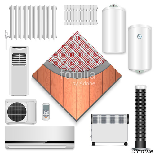 500x500 Electric Heater Icon Set Realistic Set Of Electric Heater Vector