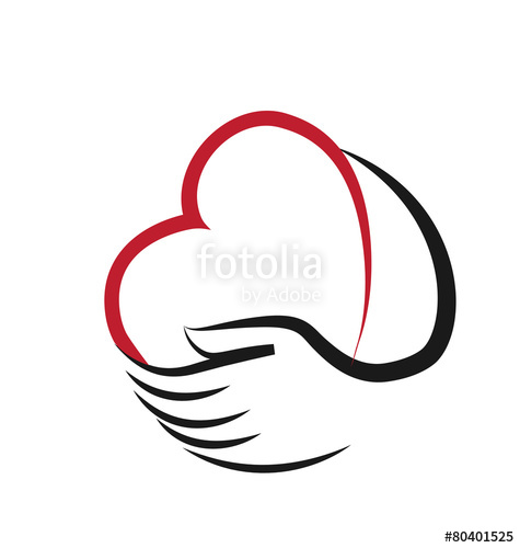 475x500 Logo Heart And Hands Concept Of Love, Help And Charity Vector
