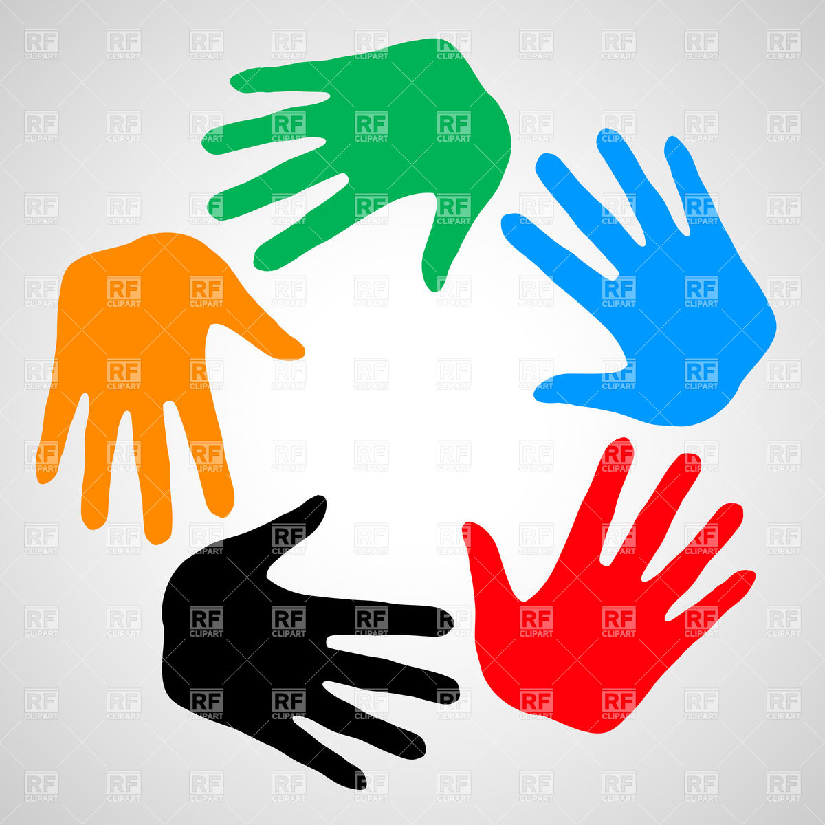 1200x1200 Colorful Hands As Symbol Friendship, Help And Support Vector Image