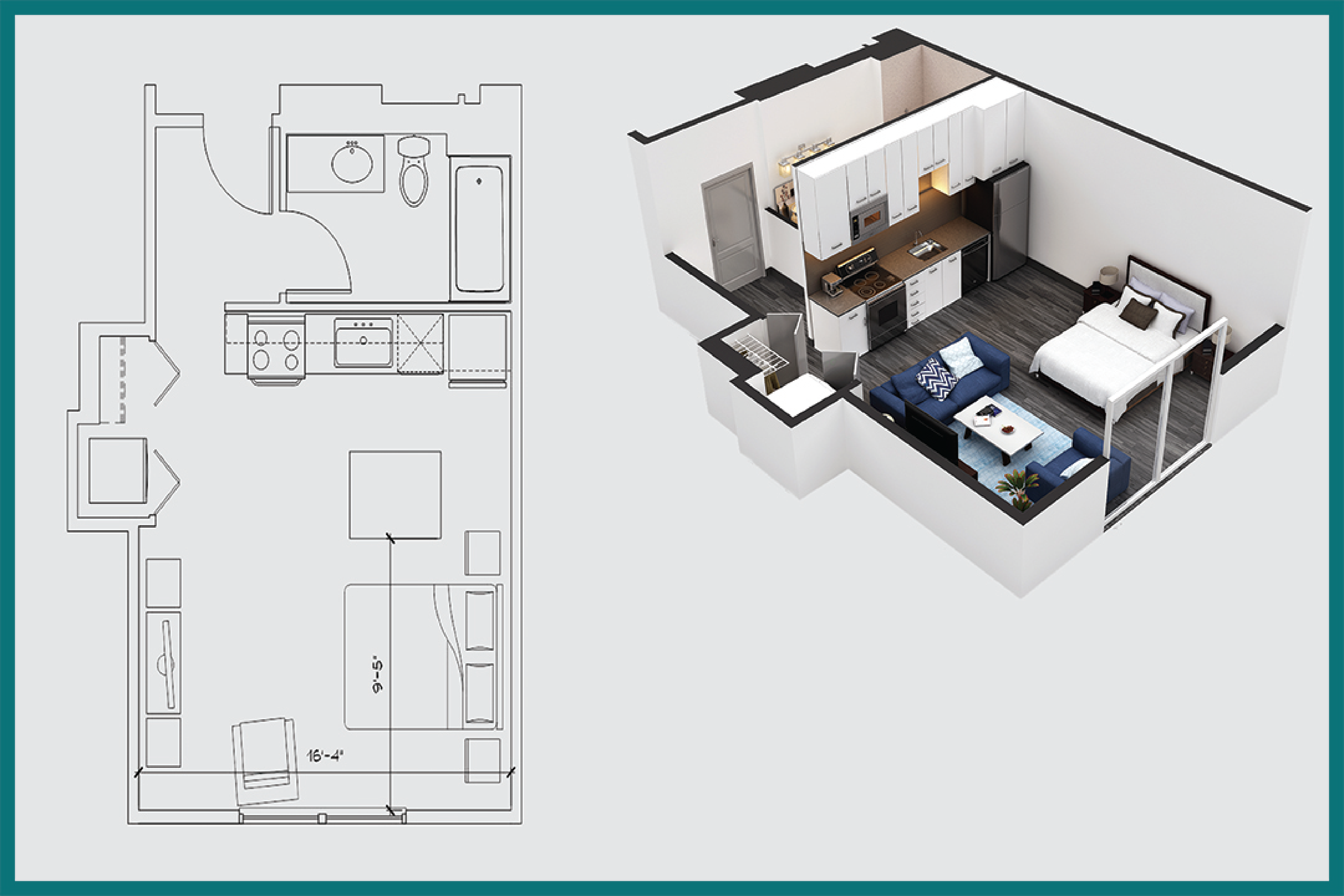 4500x3000 Studio, Bedroom Apartments