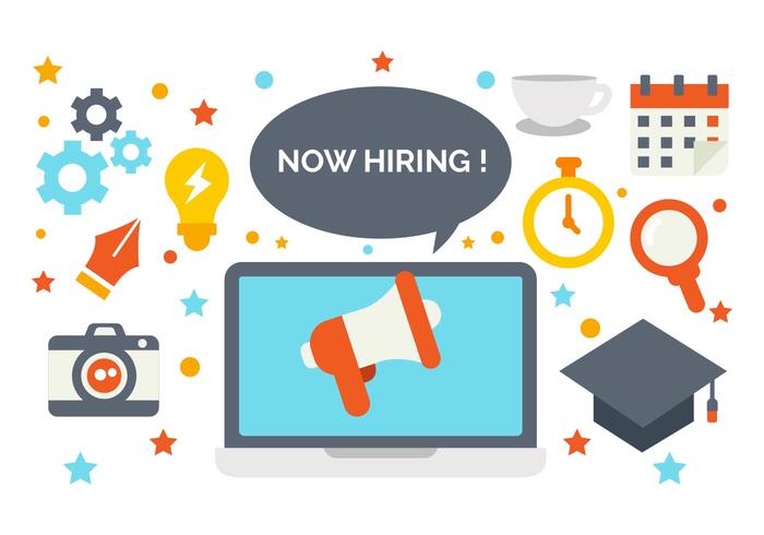 700x490 Free Notebooks With Megaphone Say Now Hiring Vector Illustration