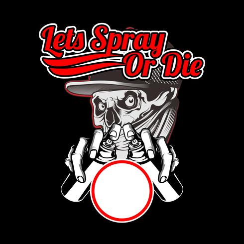 490x490 Skull Wearing Bandana And Cap Hold Spray Paint Vector Hand Drawing