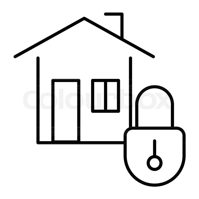 800x800 Home Security Thin Line Icon House Stock Vector Colourbox