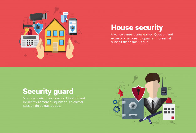 626x424 Guard Home Security Protection Insurance Web Banner Flat Vector