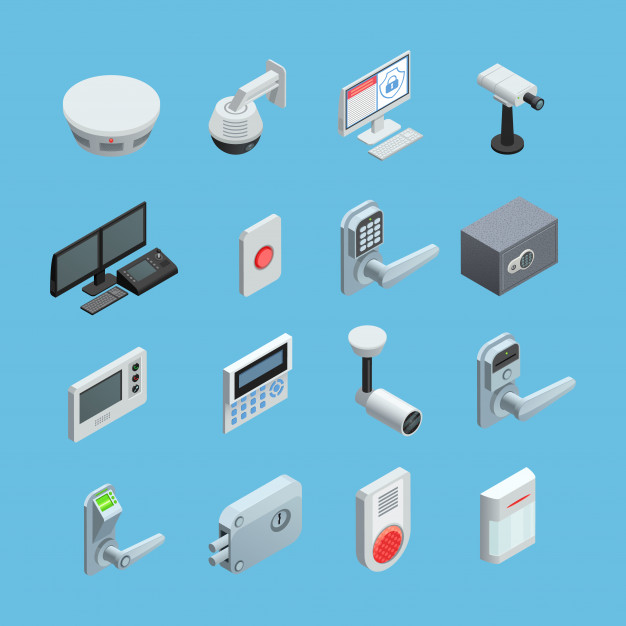 626x626 Home Security System Elements Set Vector Free Download