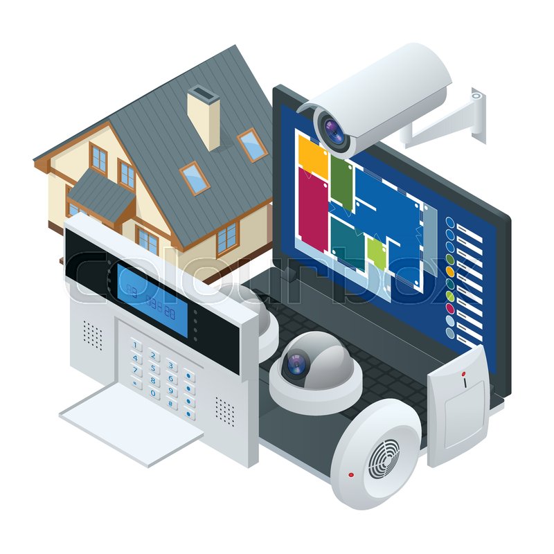800x800 Isometric Alarm System Home Home Stock Vector Colourbox