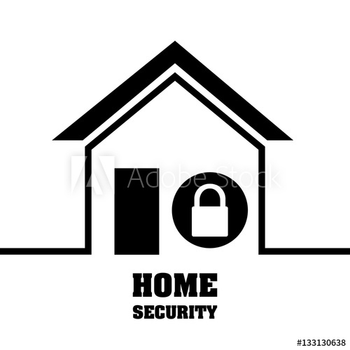 500x500 Home Security System Lock Privacy Protection Vector Illustration