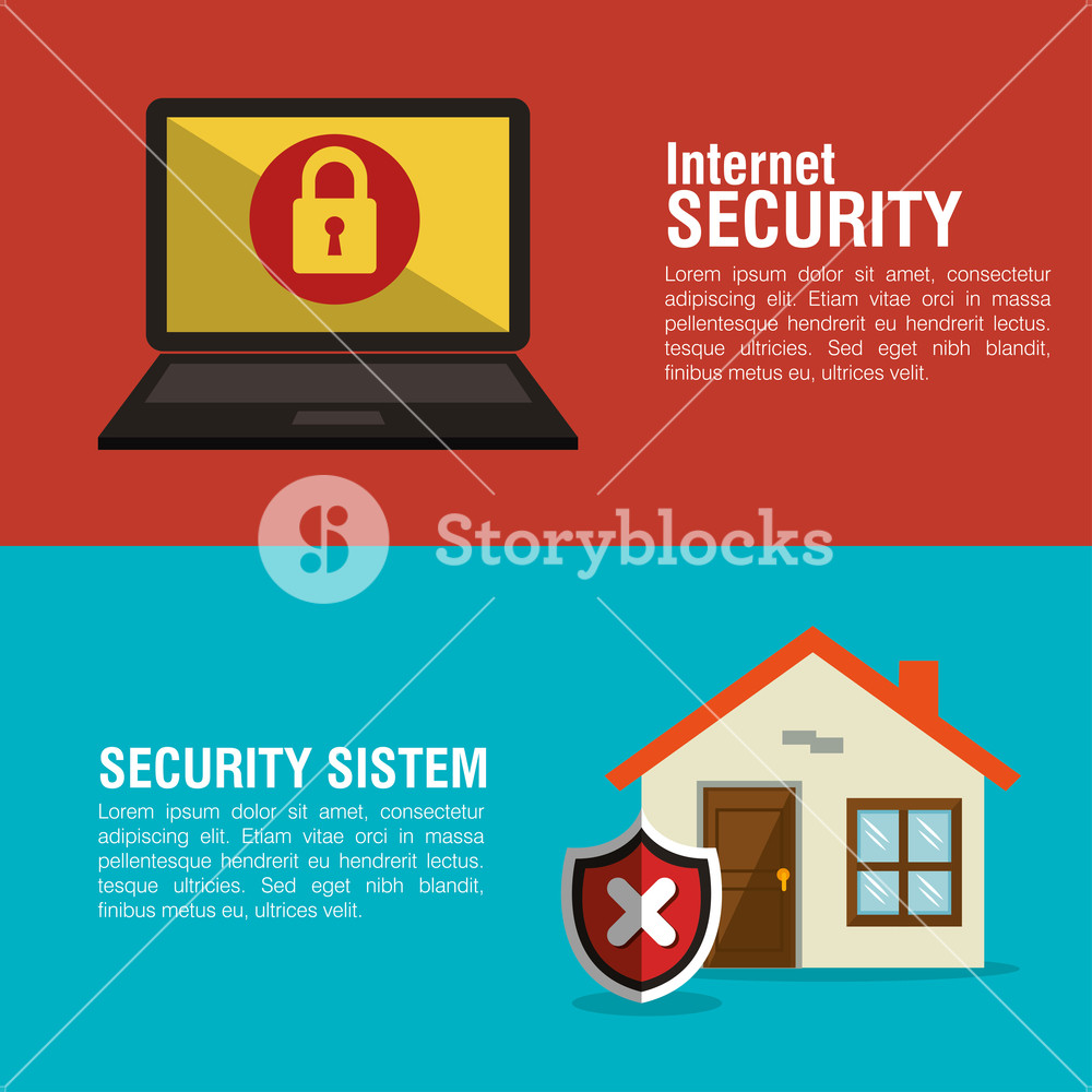 1000x1000 Internet Home Smart Security System Vector Illustration