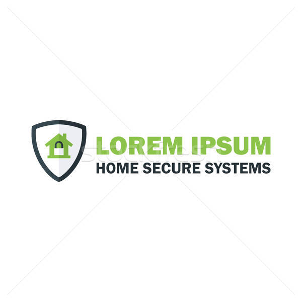 600x600 Green Home Security System Logo With Padlock Vector Illustration