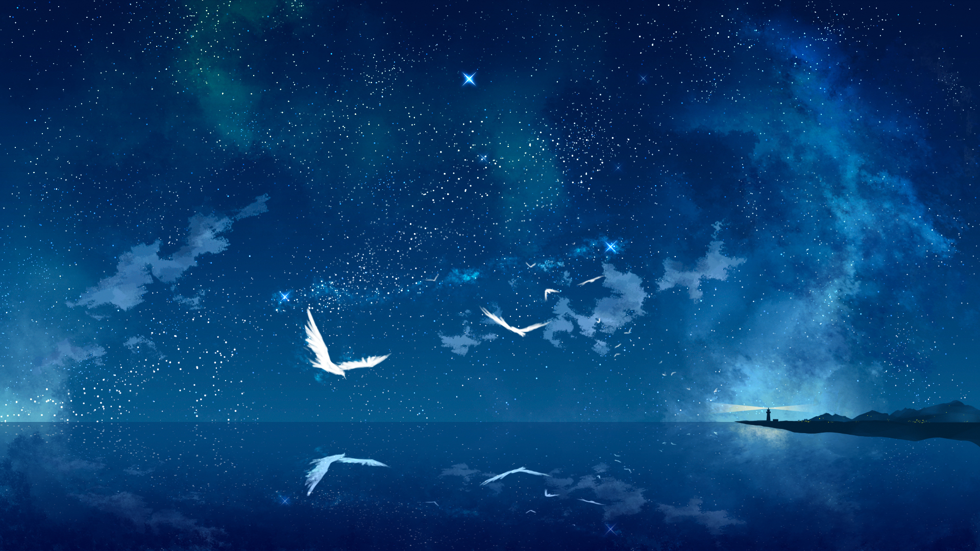1920x1080 Wallpaper Stars Sky Night Horizon Vector Graphics
