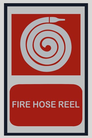 Fire Hose Reel Sign On White Isolated Background Royalty Free 299x450 Fire Hose Reel Sign On White Isolated Background Royalty Free