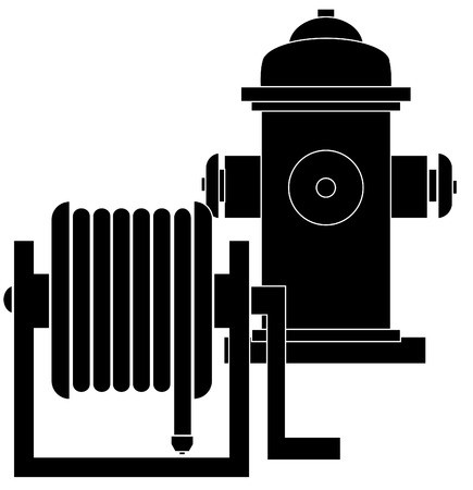 Silhouette Of Hose Reel And Fire Hydrant 435x450 Silhouette Of Hose Reel And Fire Hydrant