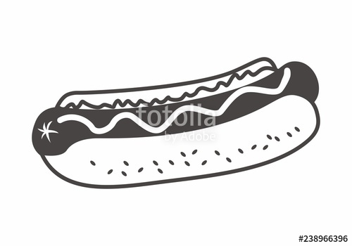 500x350 Hot Dog Vector With One Color Stock Image And Royalty Free