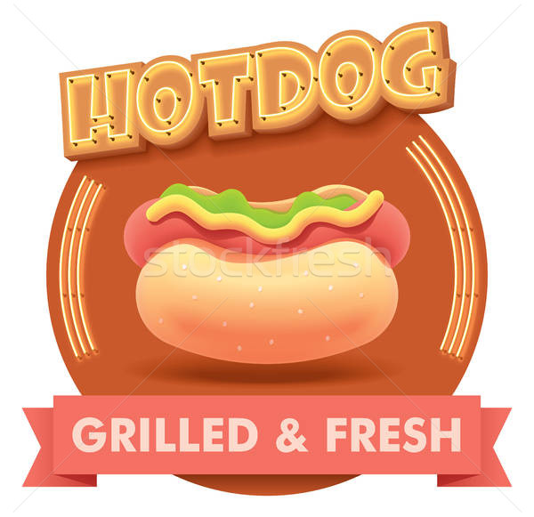 600x581 Vector Hot Dog Illustration Or Label For Menu Vector Illustration
