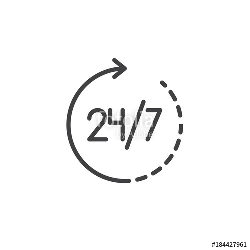 Hours In Days Week Available Service Icon Vector, Filled Flat 500x500 Hours In Days Week Available Service Icon Vector, Filled Flat