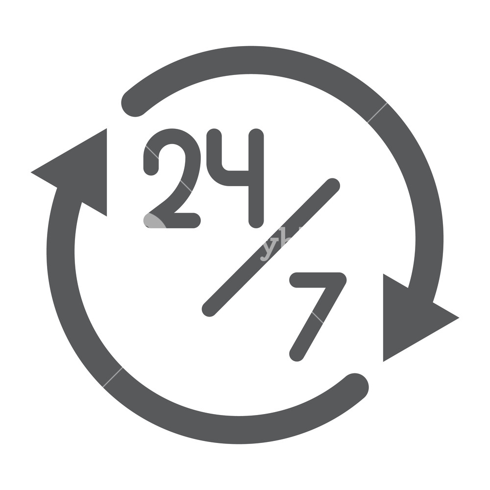 Twenty Four Hour Glyph Icon, Open And Service, Hours Sign 1000x1000 Twenty Four Hour Glyph Icon, Open And Service, Hours Sign