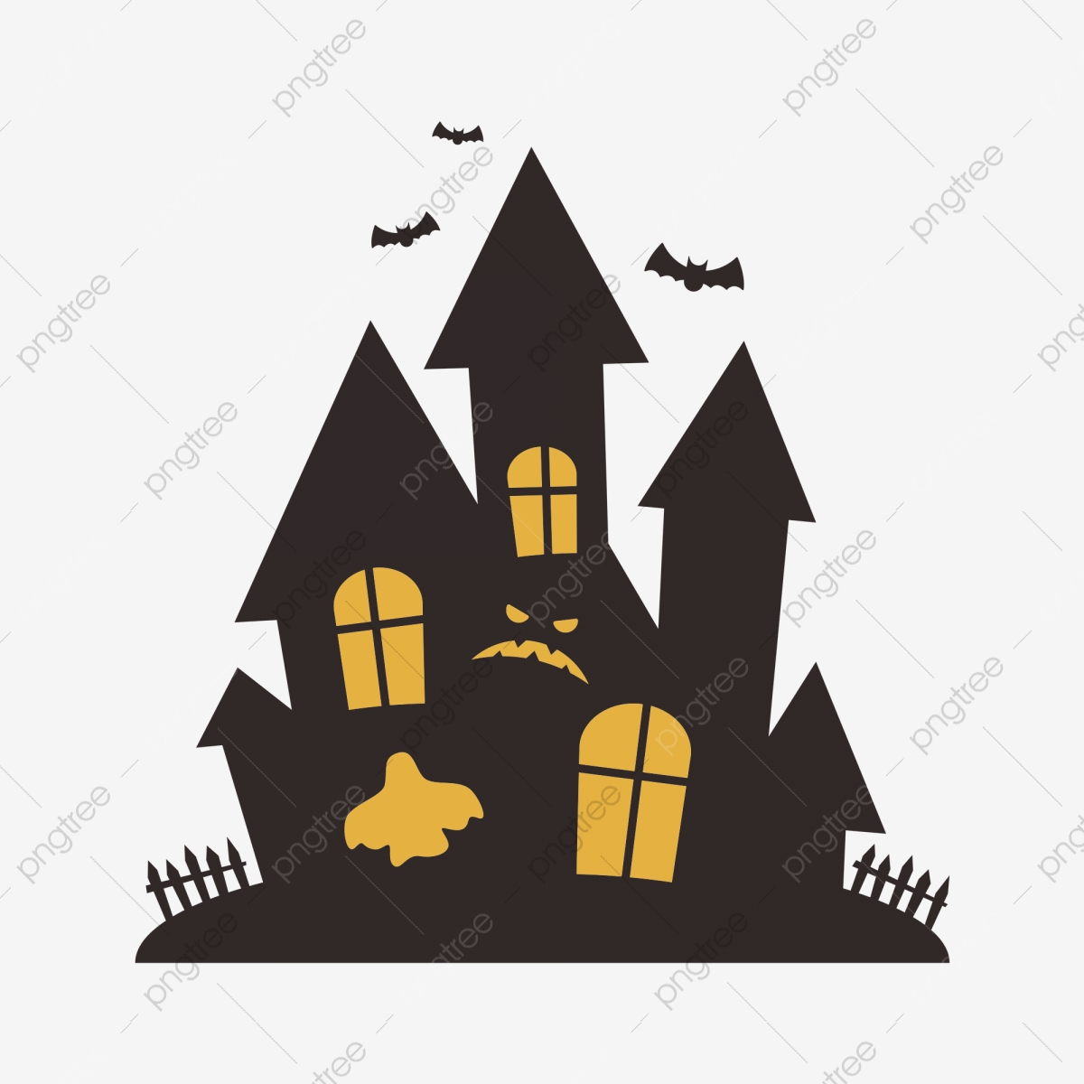 1200x1200 Halloween Haunted House Silhouette, Halloween Vector, House Vector