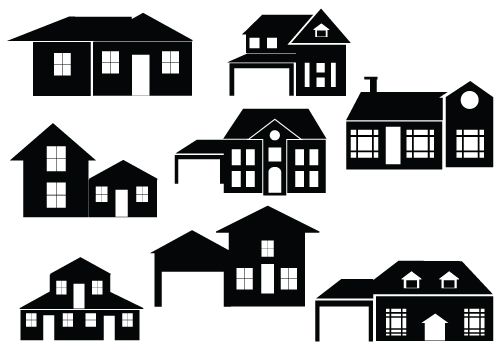500x350 House Silhouette Vector Templates House Silhouette, Silhouette