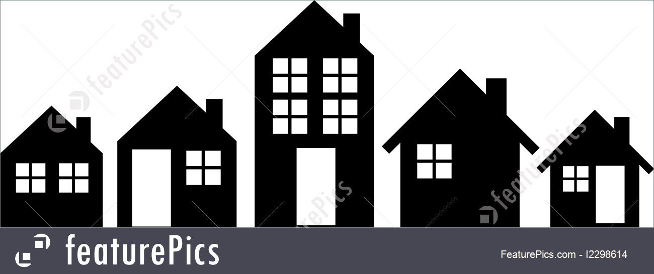 1300x546 Residential Architecture Pack Of Vector Houses Silhouette