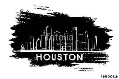 500x332 Houston Skyline Silhouette Hand Drawn Sketch Stock Image