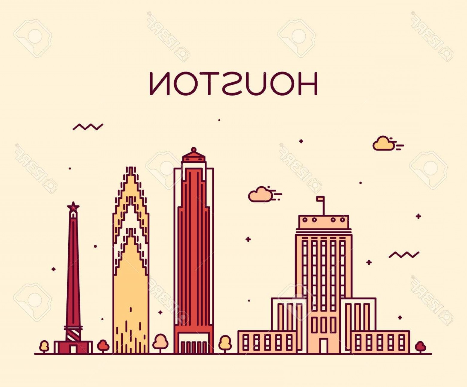 1560x1292 Photostock Vector Houston Skyline Detailed Silhouette Trendy